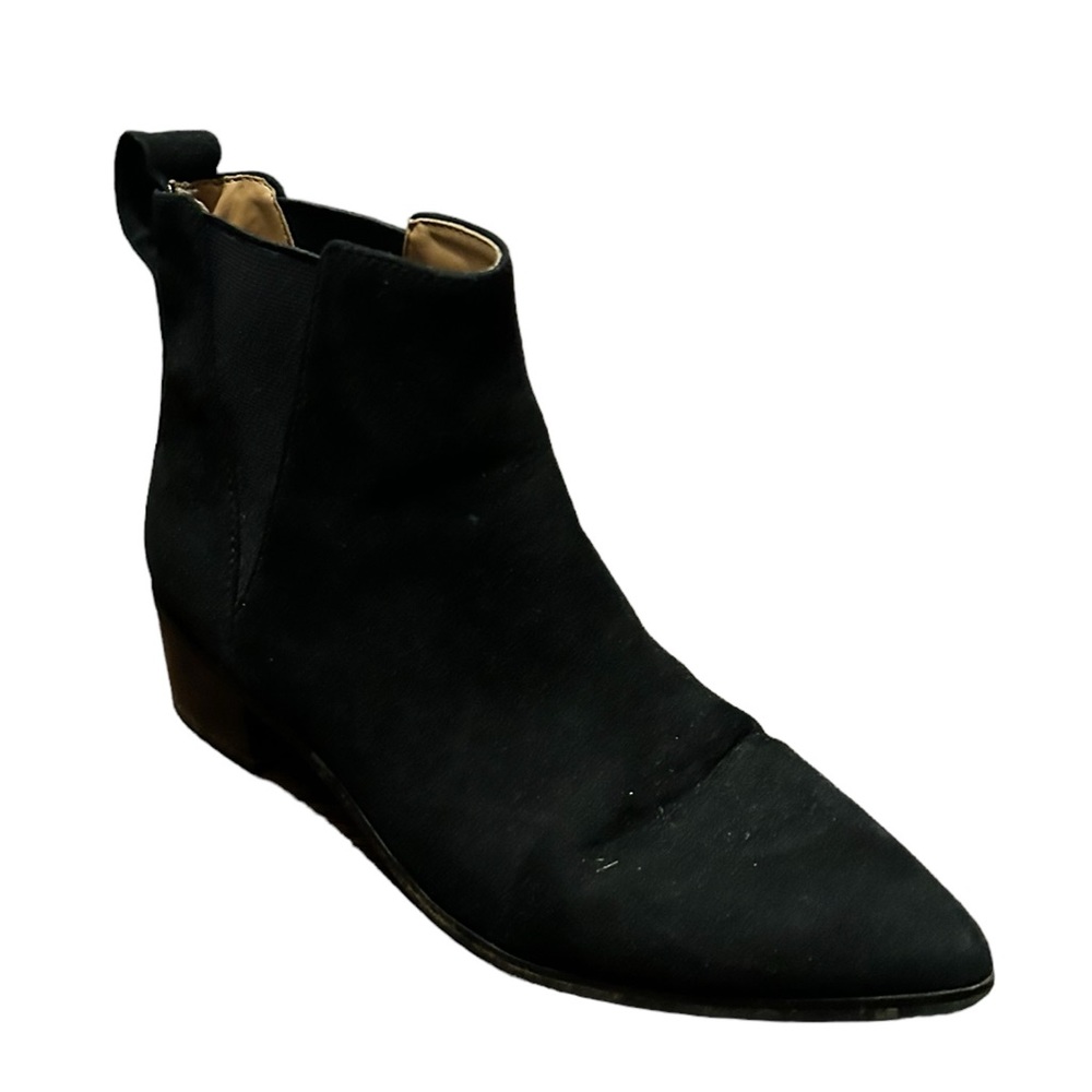 J.CREW Women's Black Point Toe Slip On Microsuede Comfy Bootie-Size 5.5